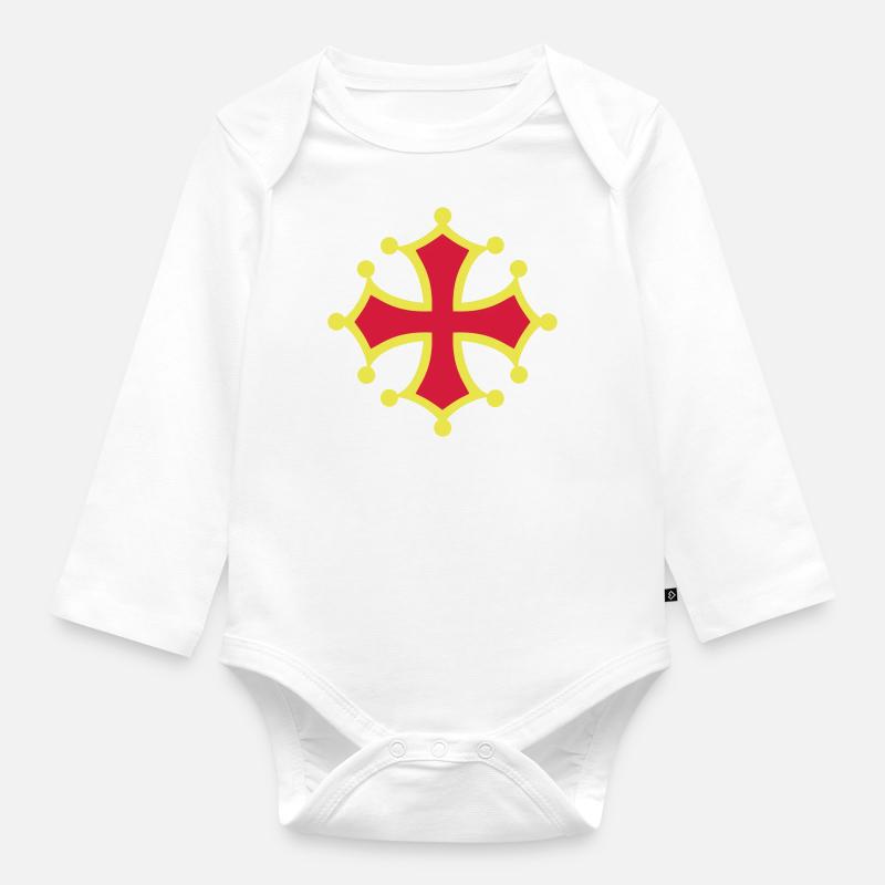 croix occitane - Body Bébé bio manches longues - blanc