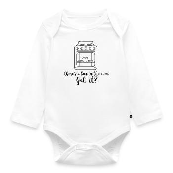 Schwanger Geschenk Ofen Schwangerschaft Baby Bauch - Baby Bio-Langarm-Body - Weiß - Vorne