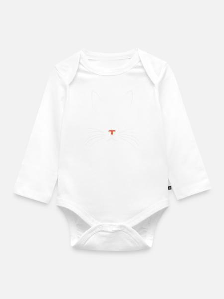 Lustige Katze - Baby Bio-Langarm-Body - Weiß