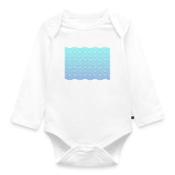Waves Wellen Design - Baby Bio-Langarm-Body - Weiß - Vorne