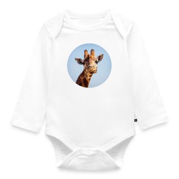Lucy geht Dating Giraffe Logo - Baby Bio-Langarm-Body - Weiß - Vorne
