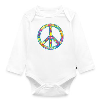 Peace / peace symbol - Organic Longsleeve Baby Bodysuit - white - Front