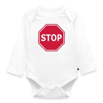 STOP sign Stop - Organic Longsleeve Baby Bodysuit - white - Front