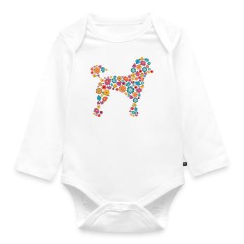 Hund Pudel Geschenk Blumen Tierliebhaber - Baby Bio-Langarm-Body - Weiß - Vorne