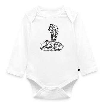 Kobra Schlange geometrisch Geschenk Tier Hipster - Baby Bio-Langarm-Body - Weiß - Vorne