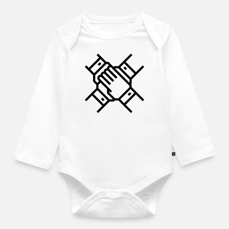 Idée de cadeau de cohésion d'équipe mains - Body Bébé bio manches longues - blanc