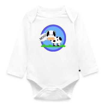 The cow makes muh! - Organic Longsleeve Baby Bodysuit - white - Front