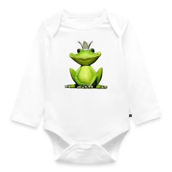 Frog Prince Frog Frog Prince Kiss - Organic Longsleeve Baby Bodysuit - white - Front