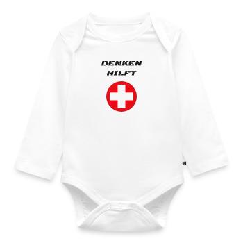 thinking helps - Organic Longsleeve Baby Bodysuit - white - Front