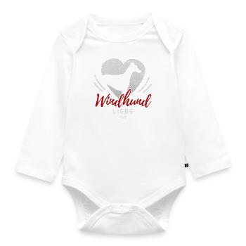 Windhund Liebe mit Herz - Baby Bio-Langarm-Body - Weiß - Vorne