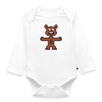 Bär (Pixelart) - Baby Bio-Langarm-Body - Weiß - Vorne