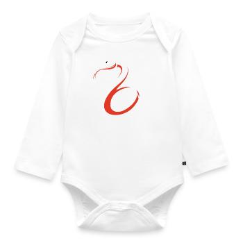White - red poisonous snake gift - Organic Longsleeve Baby Bodysuit - white - Front