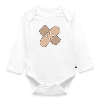 Patch, Wound, Injury, Healing, Gift Idea - Organic Longsleeve Baby Bodysuit - white - Front