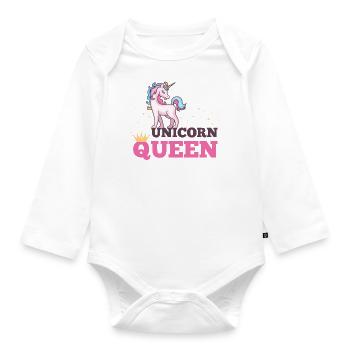 UNICORN QUEEN - Baby Bio-Langarm-Body - Weiß - Vorne