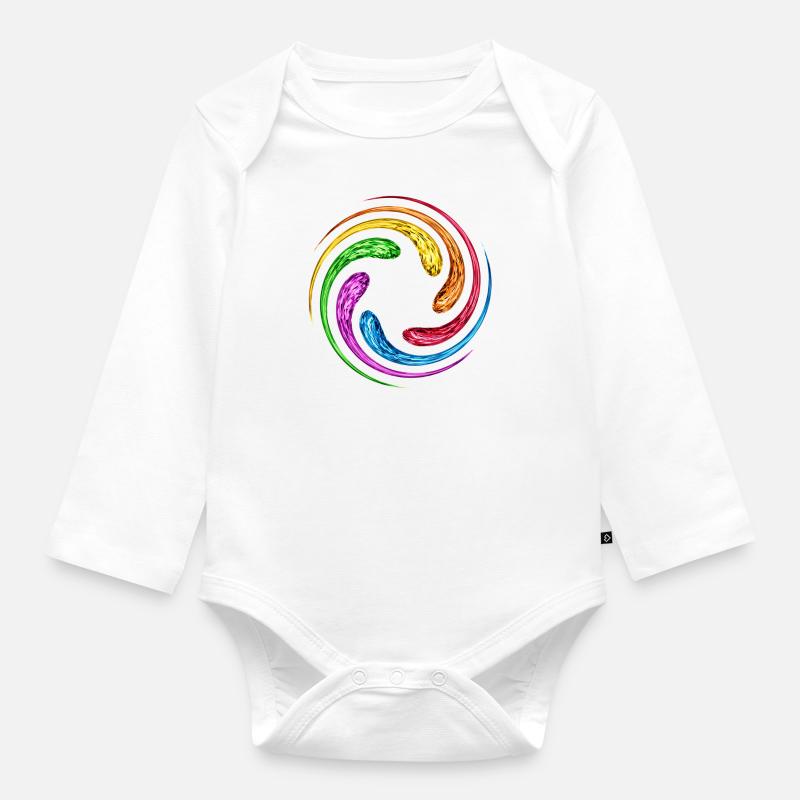 Infinity Spiral Infinity Stones Rainbow - Organic Longsleeve Baby Bodysuit - white