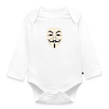 Anonymous Maske - Baby Bio-Langarm-Body - Weiß - Vorne