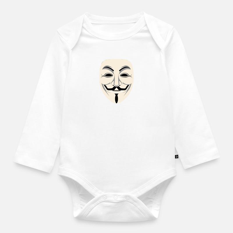 Anonymous mask - Organic Longsleeve Baby Bodysuit - white