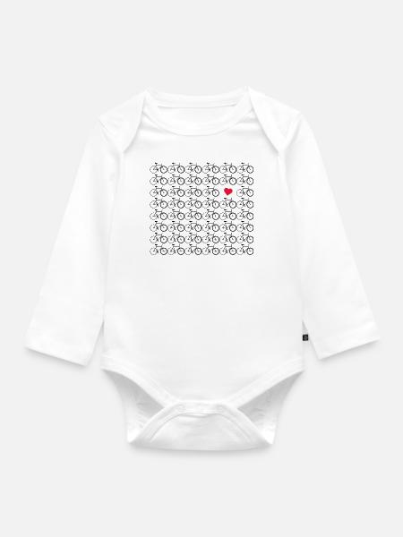 Bicycle love, bicycle, bike, bicycles, road bike - Organic Longsleeve Baby Bodysuit - white