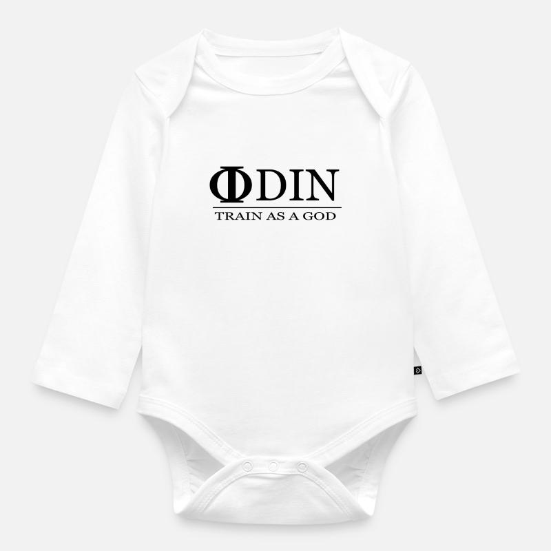 Odin Train as a God - Training Motivation Gift - Organic Longsleeve Baby Bodysuit - white