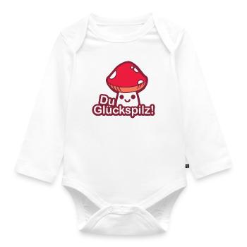 Du Glückspilz! Sprüche Spruch Witz Geschenk - Baby Bio-Langarm-Body - Weiß - Vorne