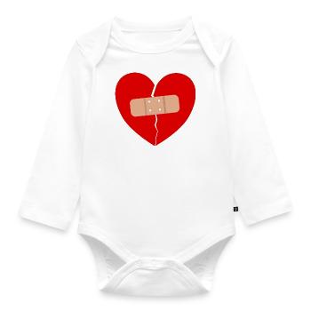 Coeur brisé plâtre amour cadeau tristesse - Body Bébé bio manches longues - blanc - Devant