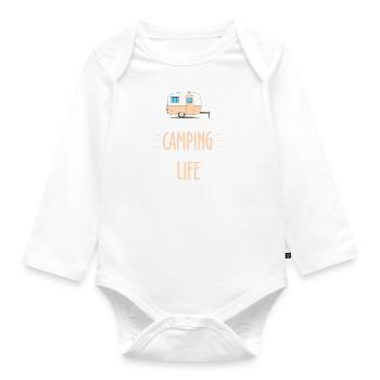 Camping Camper Gift Outdoor Caravan - Organic Longsleeve Baby Bodysuit - white - Front