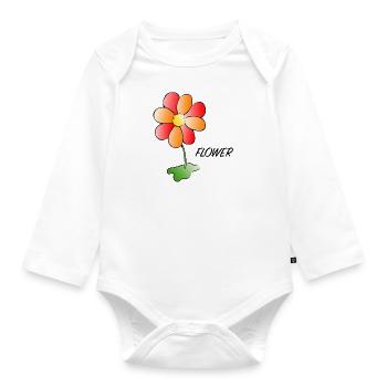 Blume - Flower - Baby Bio-Langarm-Body - Weiß - Vorne