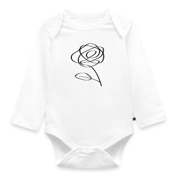 Symbole fleur noir design tendance cool - Body Bébé bio manches longues - blanc - Devant