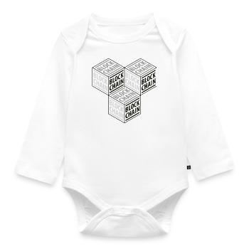 BLOCKCHAIN 3D 01 - Organic Longsleeve Baby Bodysuit - white - Front