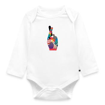 Les doigts croisent dans le style pop-art - Body Bébé bio manches longues - blanc - Devant