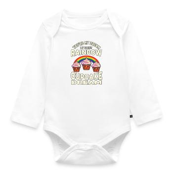 You re dream my sparkly rainbow cupcake dream - Organic Longsleeve Baby Bodysuit - white - Front
