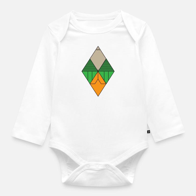 Diamant-Grafik - Baby Bio-Langarm-Body - Weiß