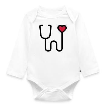 Stethoscope listening device - Organic Longsleeve Baby Bodysuit - white - Front