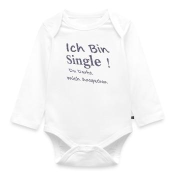 Ich bin single! du Darfst mich ansprechen - Baby Bio-Langarm-Body - Weiß - Vorne