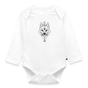 A cat drawn as a geometry - Organic Longsleeve Baby Bodysuit - white - Front