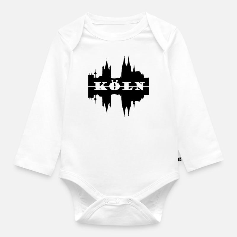 Koeln skyline silhouette - Organic Longsleeve Baby Bodysuit - white