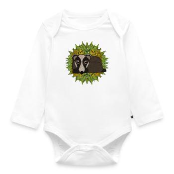 Dachs in seiner Höhle - Baby Bio-Langarm-Body - Weiß - Vorne
