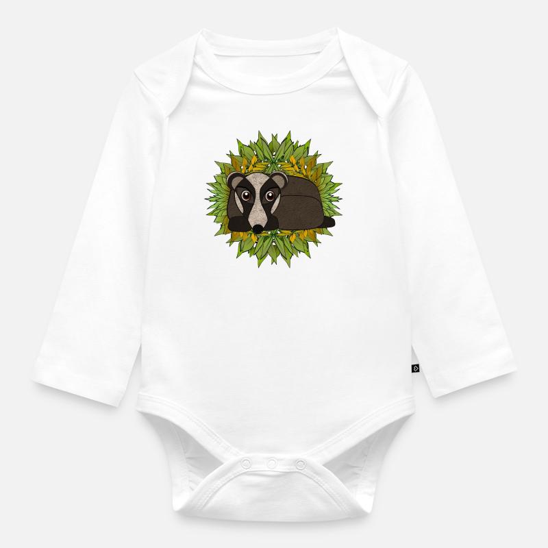 Dachs in seiner Höhle - Baby Bio-Langarm-Body - Weiß