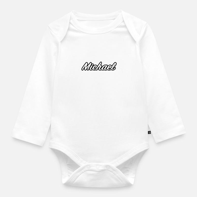 Michael Prénom Nom Idée cadeau - Body Bébé bio manches longues - blanc