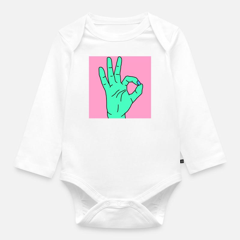 okay rosa - Baby Bio-Langarm-Body - Weiß