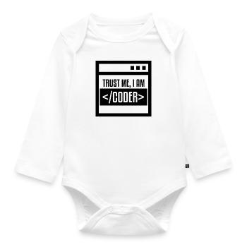 TRUST ME I AM CODER BLACK - Body Bébé bio manches longues - blanc - Devant