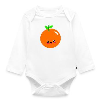 orange - Organic Longsleeve Baby Bodysuit - white - Front
