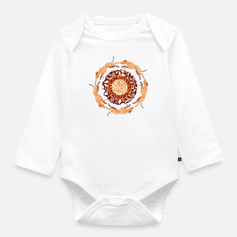 Modern Celtic Greyhounds chasing tails - Organic Longsleeve Baby Bodysuit - white