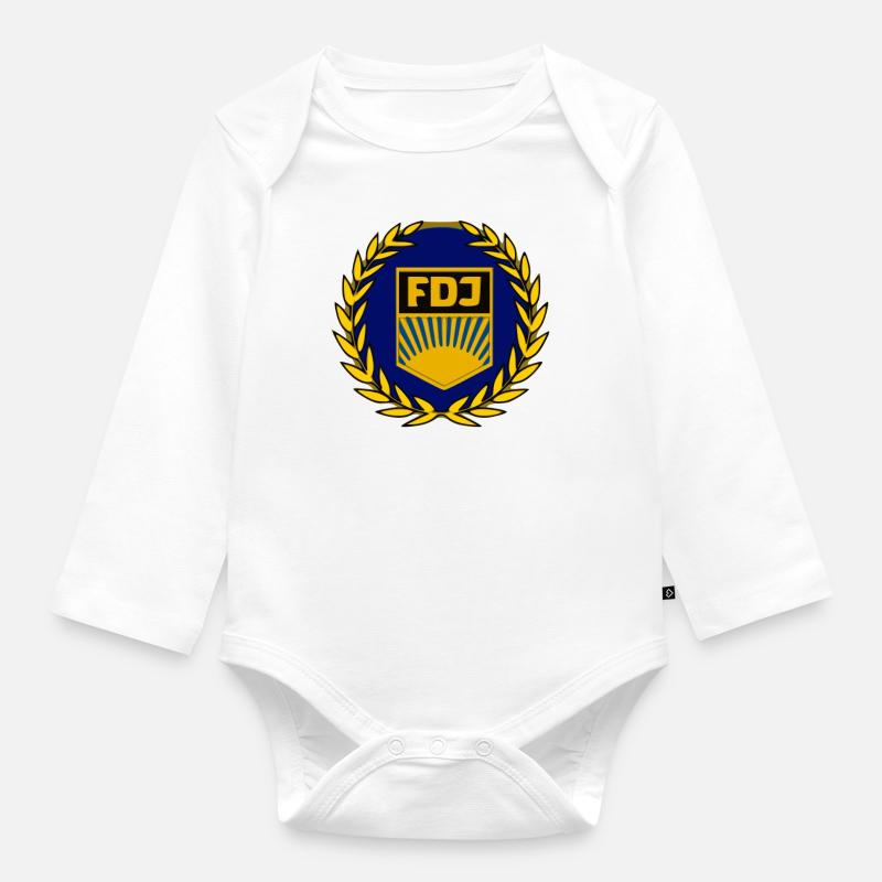 FDJ emblem - Organic Longsleeve Baby Bodysuit - white