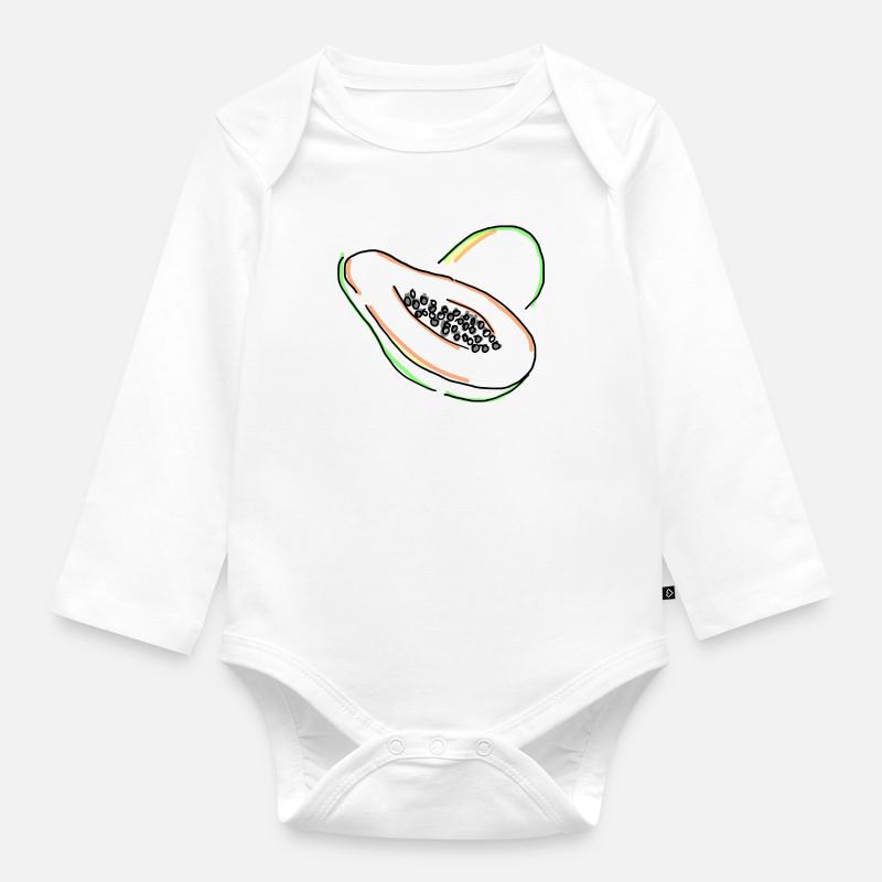 papaye - Body Bébé bio manches longues - blanc