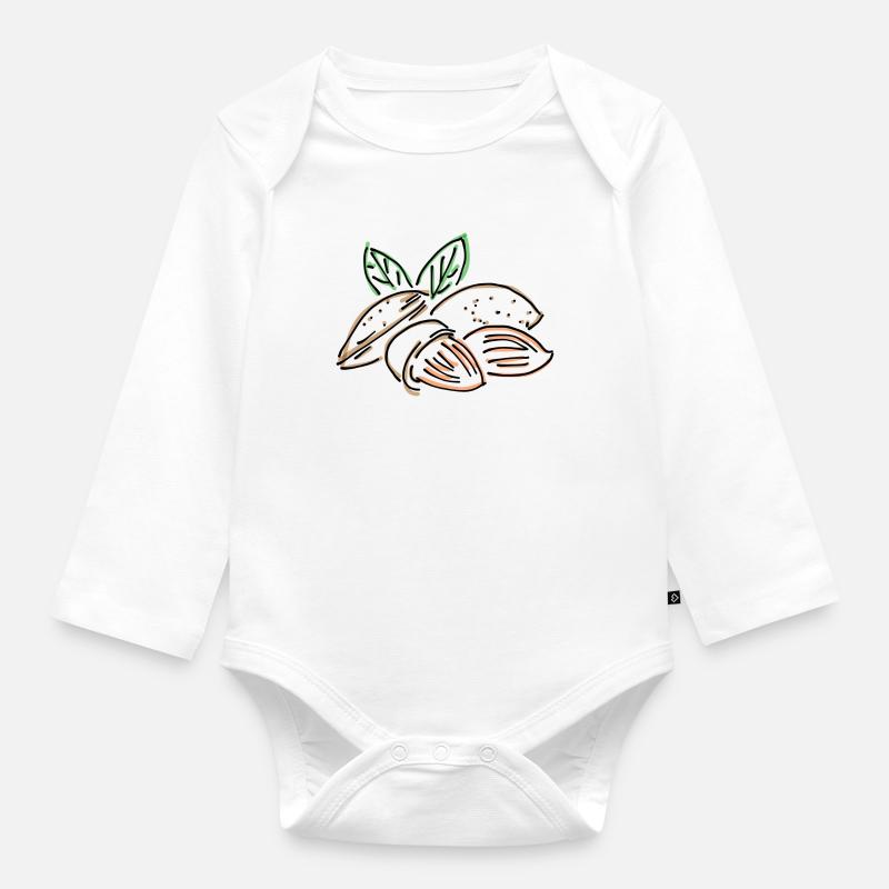 amande - Body Bébé bio manches longues - blanc