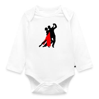 Dancing Tango dance couple logo - Organic Longsleeve Baby Bodysuit - white - Front