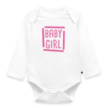 Baby girl daughter kid girl - Organic Longsleeve Baby Bodysuit - white - Front