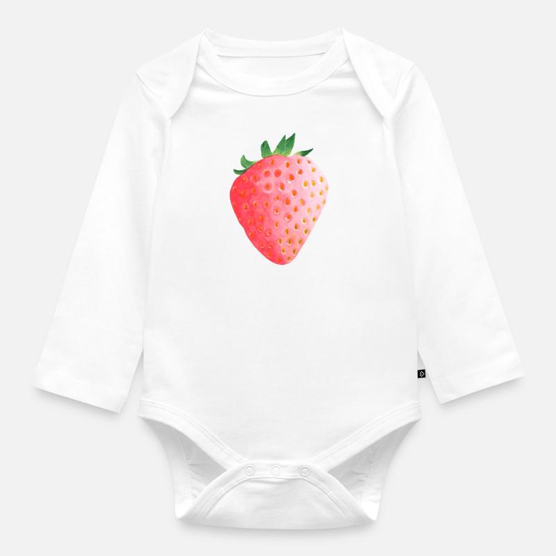 Fraise - Body Bébé bio manches longues - blanc