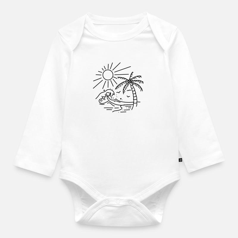 Plage mer soleil palmiers - Body Bébé bio manches longues - blanc